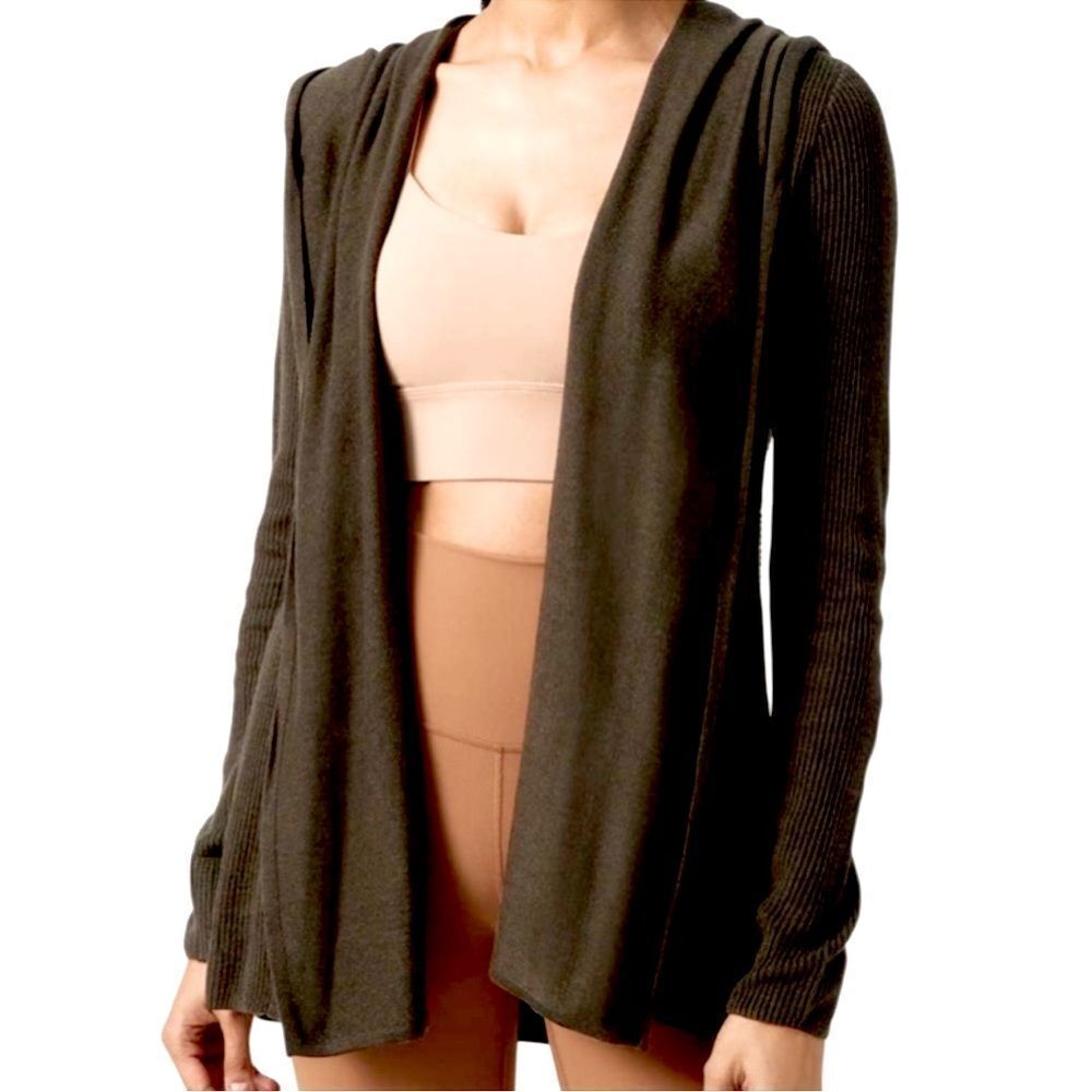 Lululemon Sundown Sweater hooded Wrap open cardigan Black Small